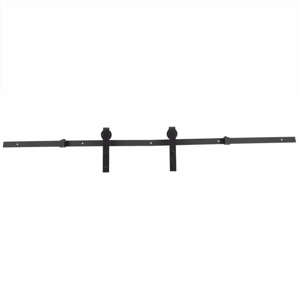 2 M pesados accesorios de puerta corrediza de Granero Hardware de la puerta de madera de acero de carril de deslizamiento de pista negro Kit de Hardware de la puerta accesorios - 3