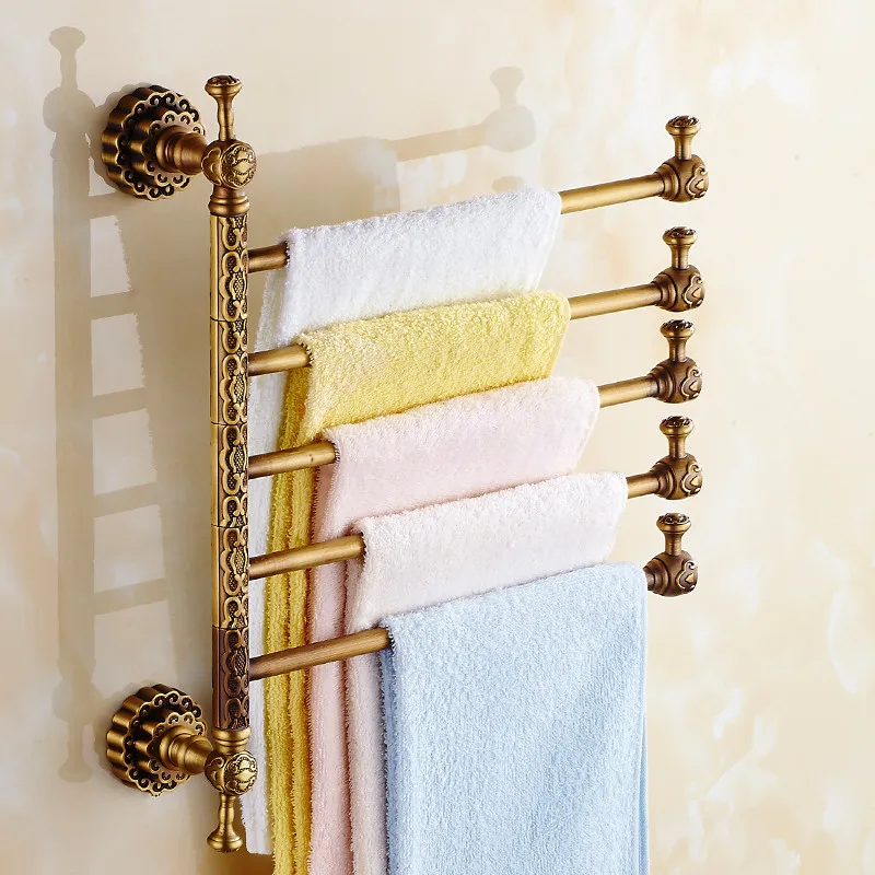 Towel Racks Bathroom Wall Mouned Folding Movable Bath Towel Bar Antique