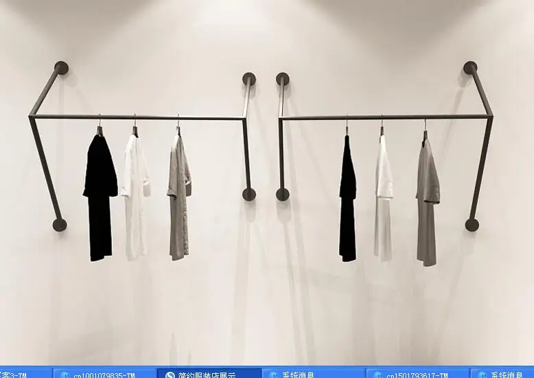 

Simple clothing store display rack. Top wall clothing rack..88011
