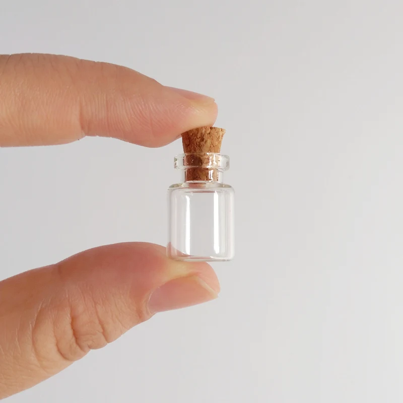 

50pcs/lot 0.5ml mini cute glass bottle 13*18*6mm diameter 13mm Clear glass bottle with cork small Essential oil bottle