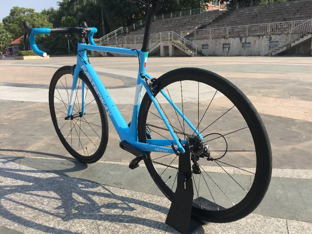 Excellent 700C carbon Road Complete Bike 22 Speed 105 5800 Groupset TAIWAN brand light blue sky FASTERWAY CLASSIC D brake 49/52/54/56/58 24