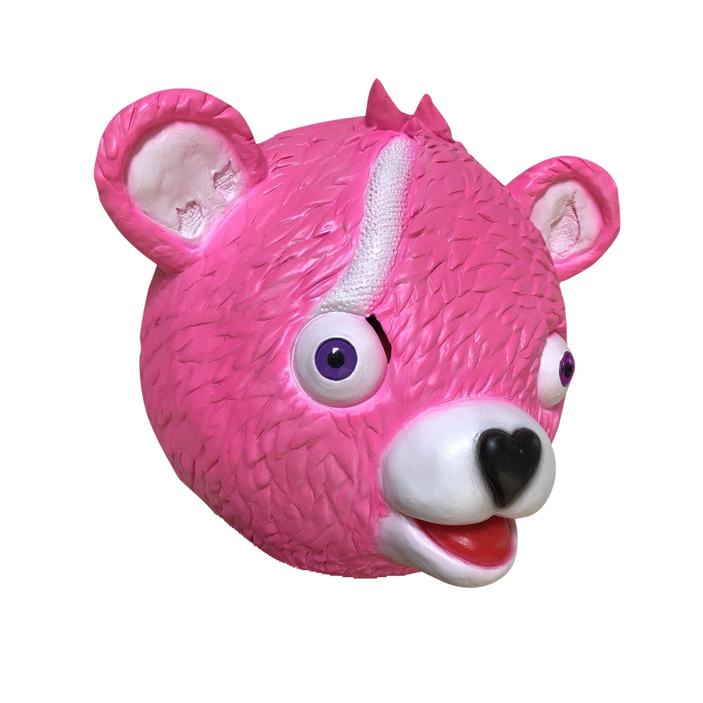 Yacn Cuddle команда лидер розовый медведь игра латексная маска на Хеллоуин для девочек косплей игры, милый мультфильм Driftbear Полный головной