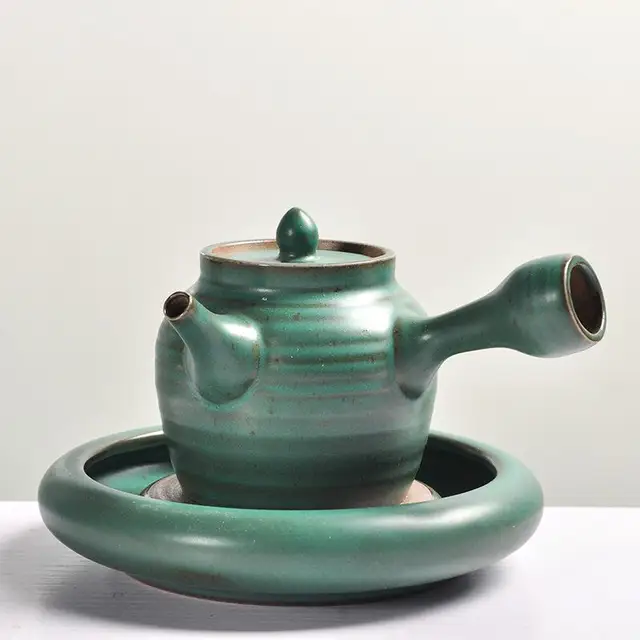 Zen Style Japanese Crude Pottery Teapot Side Handle Handicraft Ceramic