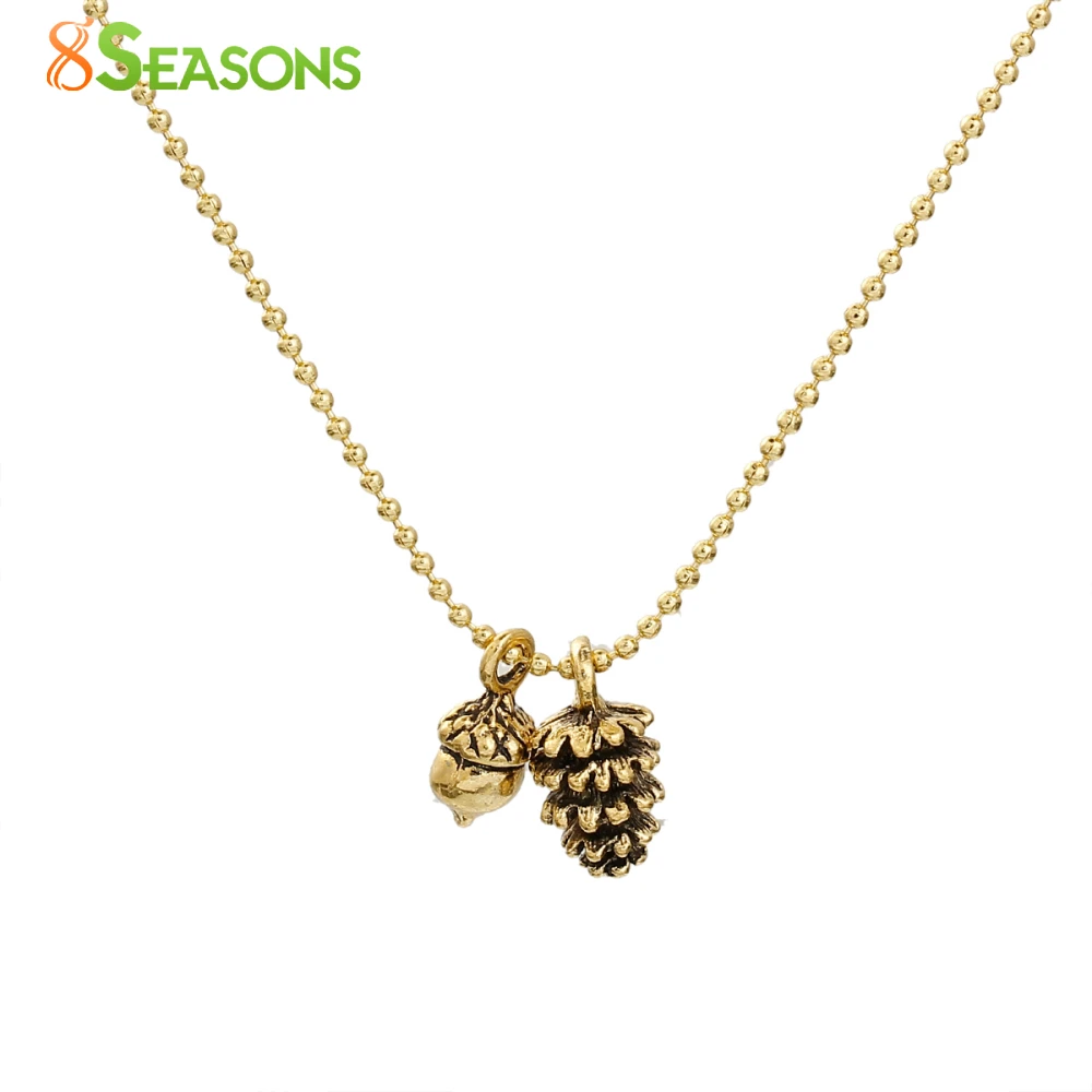 

8SEASONS Handmade Necklace Antique gold-color Pine Cone Acorn 47cm(18 4/8") long, 1 Piece