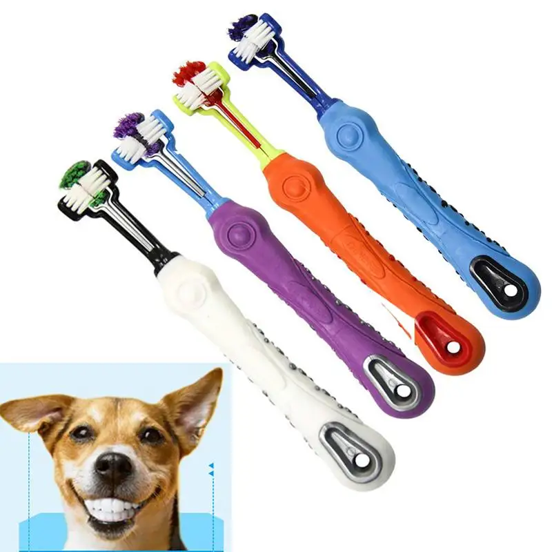 

Three Sided Pet Toothbrush Dog Brush Addition Bad Breath Tartar Teeth Care Dog Cat Cleaning Mouth pets Teeth Care Products