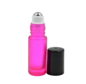 

800PCS/LOT By DHL FREE Ship Thick 5ml Frosted PINK Empty Roll on Glass Bottle for Essential Oil Aromatherapy Bottle Roller Ball