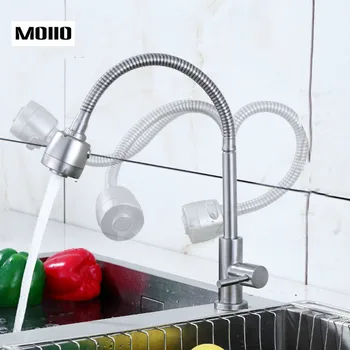 MOIIO Flexible Design Kitchen Sink Faucet Pull Out Kithcen Faucet Swivel Spout Chrome Hot and Cold Mixer Tap Flexible Faucet hot sale new pull out spring kitchen faucet chrome brass vessel sink mixer tap dual sprayer swivel spout hot and cold mixer tap