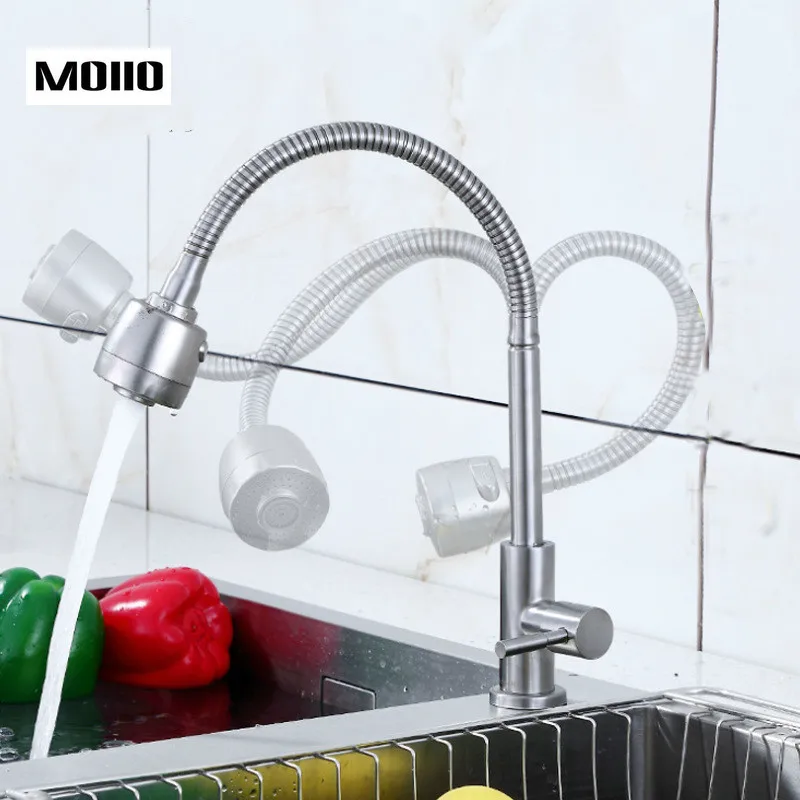Torneira da Pia Quente e Fria Moiio Design Flexível Cozinha Pull Out Kithcen Torneira Bica Giratória Chrome Misturadora
