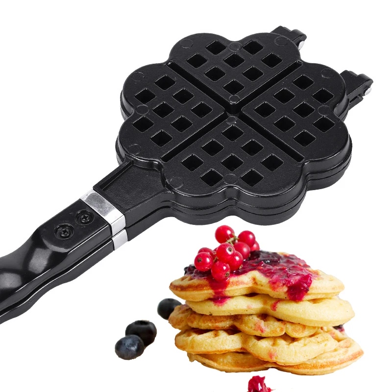 Waffle Maker, Non-Stick Waffle Cake Cookie Mold Waffle Bakeware Gas DIY Waffle Maker Mould Tray With Handle Stovetop Biolomix (4)