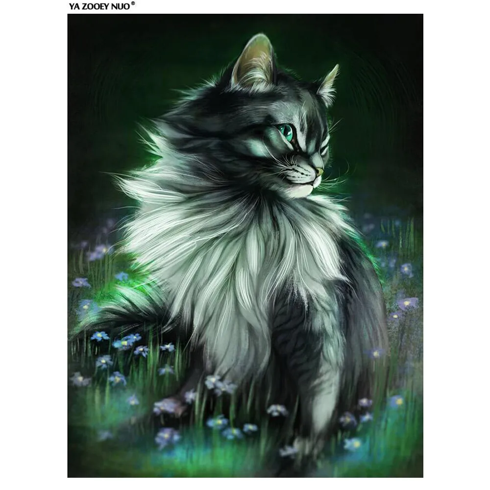 

DIY full Square drill diamond painting cat Cross stitch cat 5D embroidery Animal cat Rhinestone Mosaic diamond home decor YU365