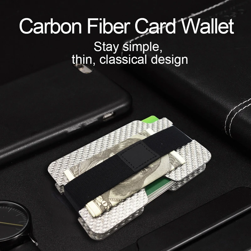 

Deft design Carbon Fiber RFID Blocking Money Band Credit Card Holder Slim Wallets Business Card Holders Durable Carbon Case Pu
