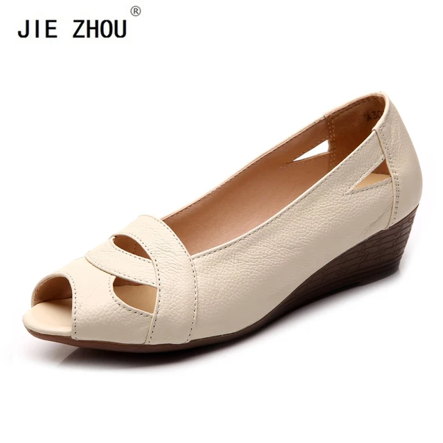  Plus Size 35~43 Women Sandals Fashion Summer Ladies Shoes Woman Genuine Leather Casual Wedge Sandals Open Toe Women Shoes
