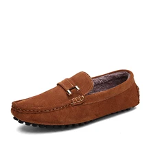 Extra Large Size Euro 38-46 US 6-12 Mens Winter Loafers Solid Cow Split Warm Short Plush Office Oxfords Flat Shoes Men Plus Size