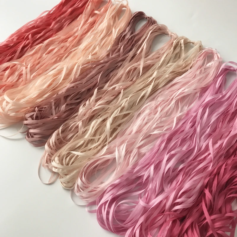 4mm 10-50mts/roll 100% pure silk ribbon solid color for embroidery designs