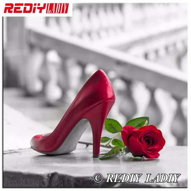 : Voll Bohrer Diamant Stickerei Blumen Rote Die roten Schuhe Foto & Bild | stillleben, schuhe, high