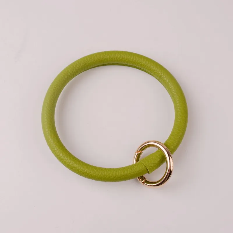 grass green Модное ретро большое круглое кожаное наручное украшение кольцо для ключей преувеличенный Многоцветный Сплав леопардовые Цветы брелок для ключей в стиле унисекс ювелирные изделия Bijoux - Цвет: grass green