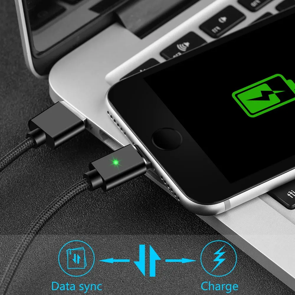 Магнитный кабель Micro usb type C для 1 м 3A провод быстрого заряда магнит зарядное