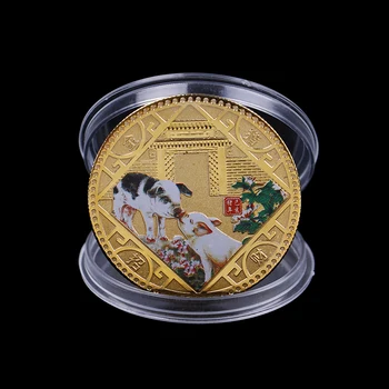 

2019 Lucky Pig Commemorative Coin Year of Pig Send Blessed Coins Collection New Year Gift Gold Plated Art Collection