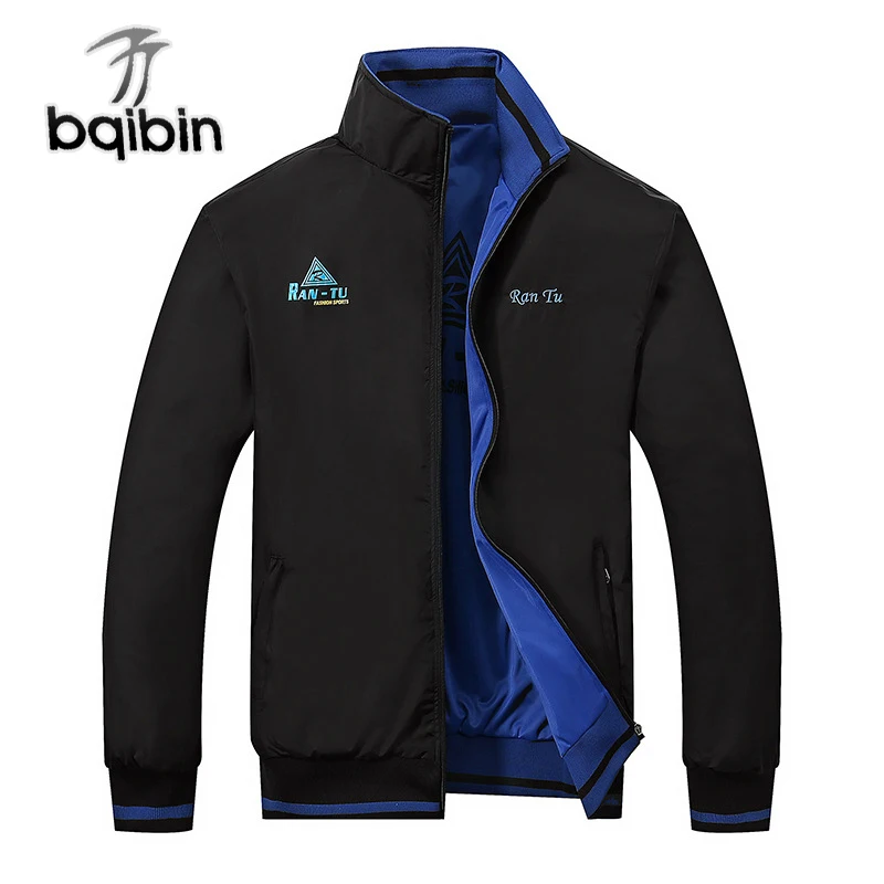 

Plus Size Men Jacket 2018 New Male Spring Autumn Zipper Embroidery Printing Double Surface Windbreaker Men'S Casual Thin Coat