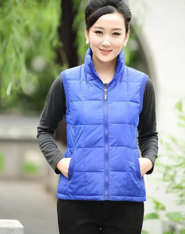 Зимний женский Повседневный жилет без рукавов, Модный высококачественный женский пуховый жилет и верхняя одежда, Женская куртка, жилет, XL-3XL - Цвет: blue