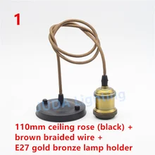 Винтажные люстры потолочные розы навес с трос в оплетке комплект шнуров E27 база керамический патрон для лампы для светодиодные подвесные светильники "сделай сам"