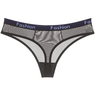 Sexy Ladies Underwear Women Crotch Cotton Mesh Transparent Briefs Soft Hollow Out Panties String Thongs Sex Lingerie Panties