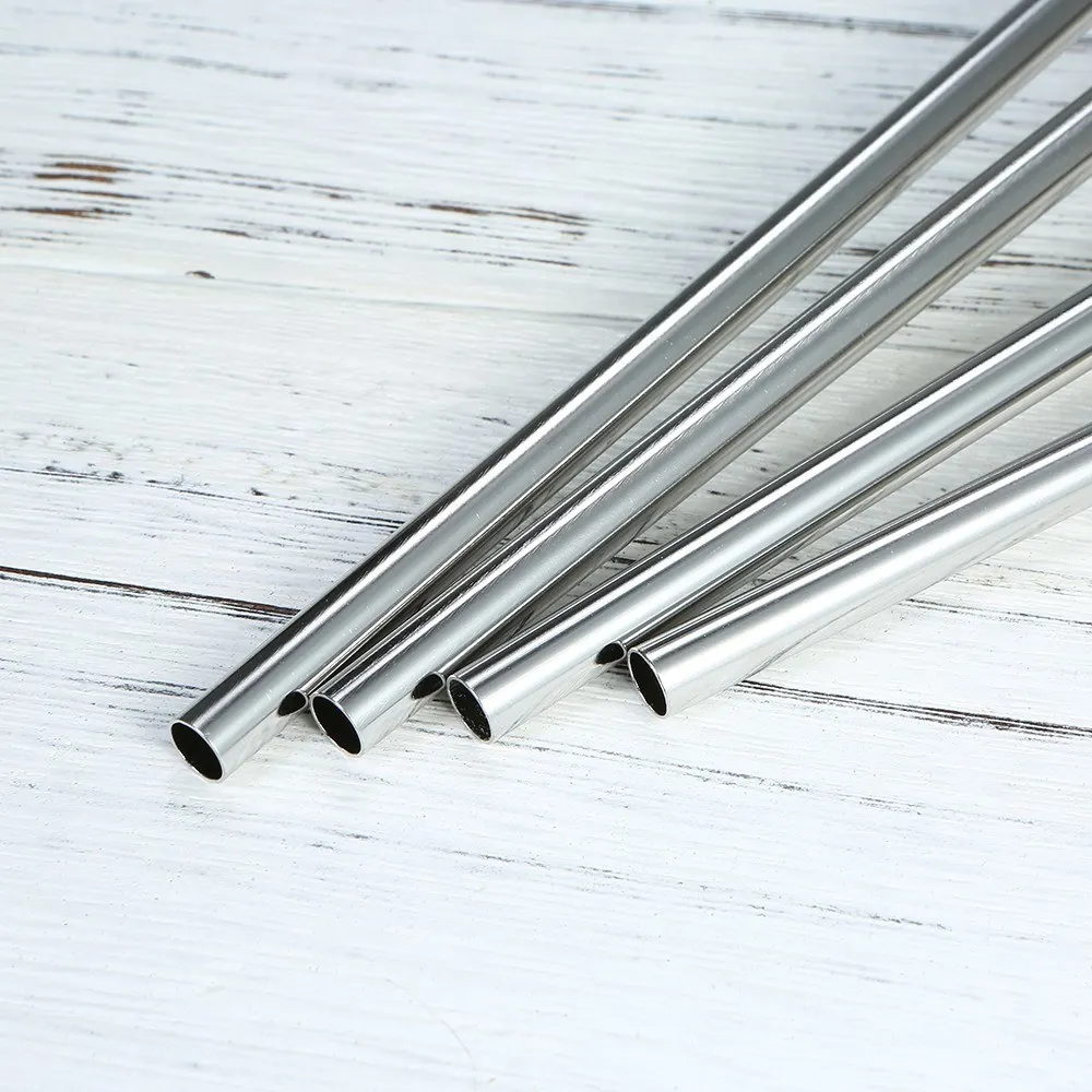 10.5" Stainless Steel Straws Reusable Metal Straws 4 Straight Straws with a Cleaning Brush