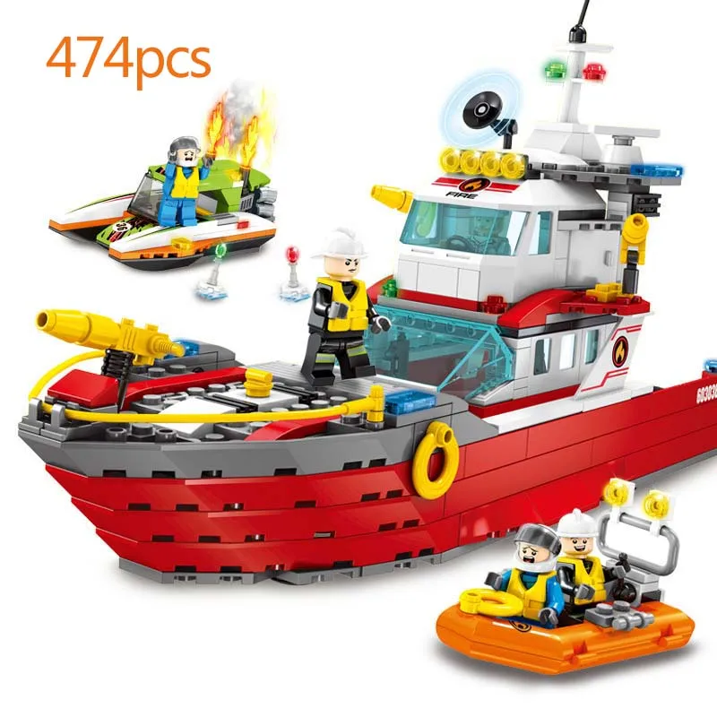 

City Series Fire Series Fire fighting ship Forest Fire Fighting Helicopter Building Blocks Toy for Children Christmas gifts