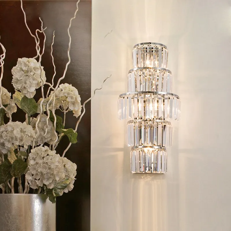 Lâmpadas de Parede de Cristal Barra de Cristal Lâmpada de Parede de Metal Luz de Parede Iluminação Interior Longo Arandela Hall Grande Led Projeto Personalizado 6 luz de parede led lâmpada de parede