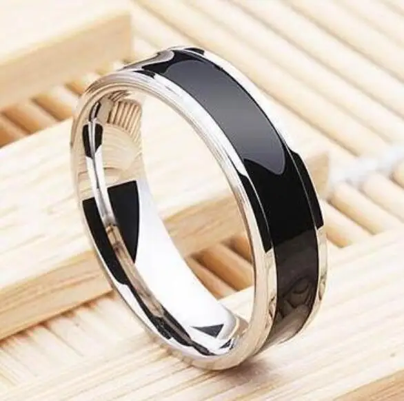 50 шт. черные эмалированные кольца 6 мм, яркие удобные свадебные кольца из нержавеющей стали, мужские и женские Помолвочные украшения