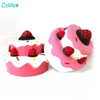 

300PCS Three layers of strawberry cake Jumbo Squishy Slow Rising Pendant Phone Strap Charms Queeze Kid Toys Cute squishies Bread