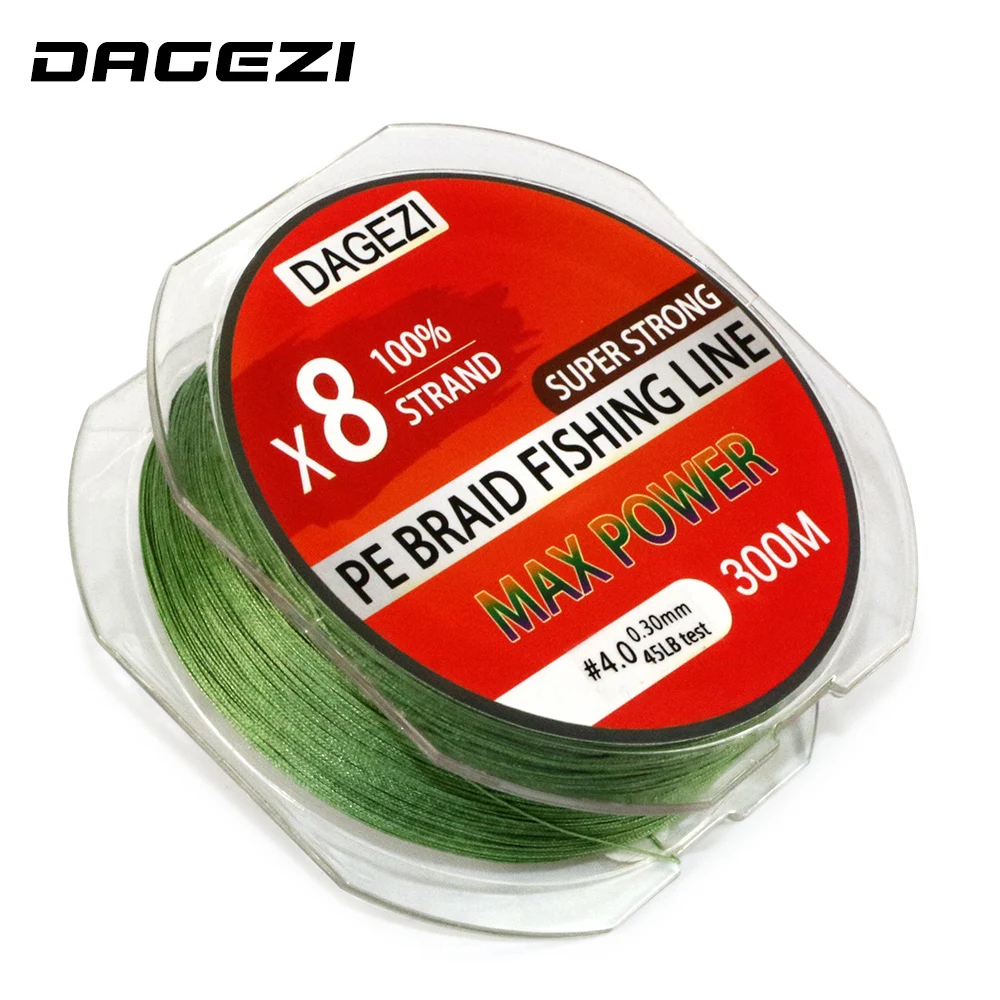 DAGEZI 8 حبلا 300 m/330YDS مع هدية سوبر قوي 10-80LB العلامة التجارية خيط صنارة الصيد s 100% صنارة صيد بولي ايثيلين مجدول السلس خط