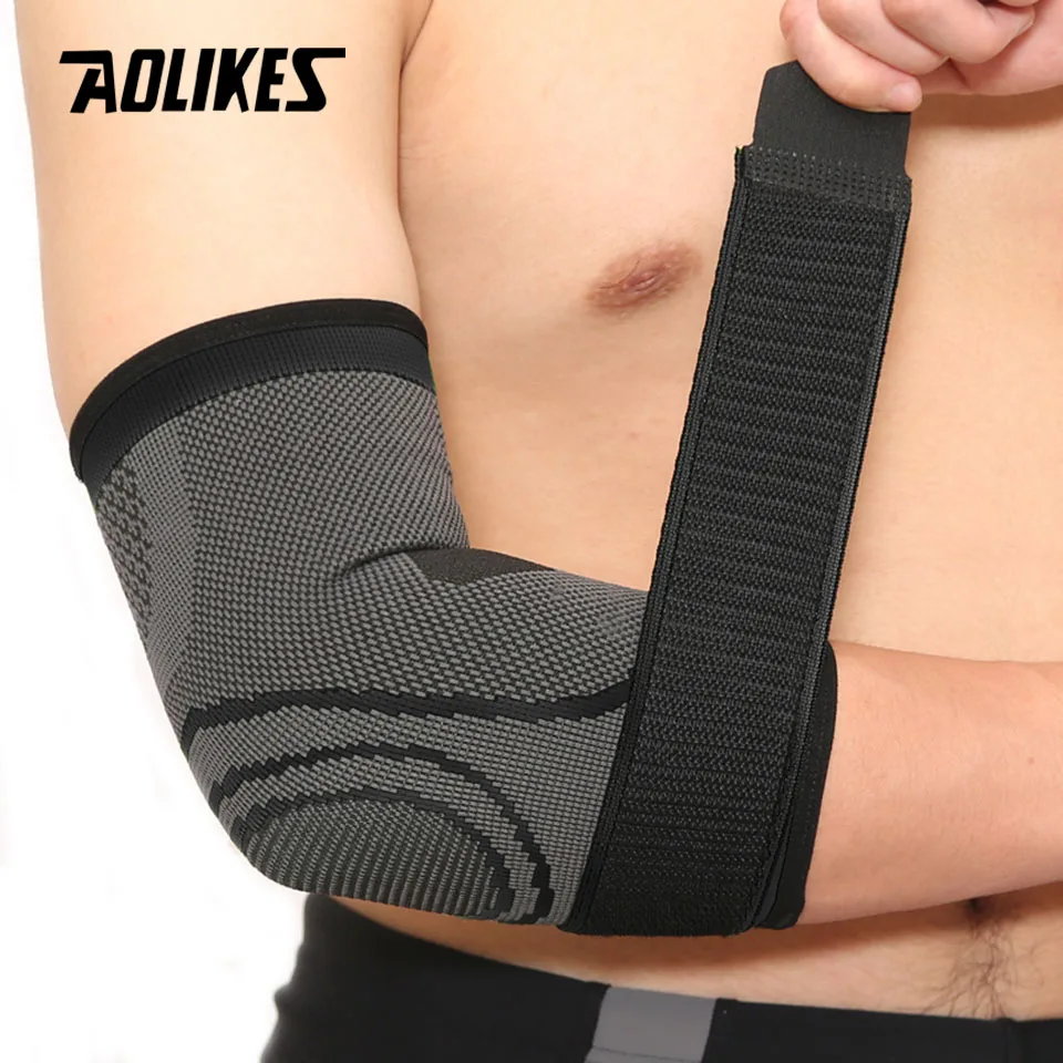 

AOLIKES 1PCS Elastic Bandage Gym Sport Compression Adjustable Elbow Protective Pad Absorb Sweat Basketball Tennis Arm Sleeve