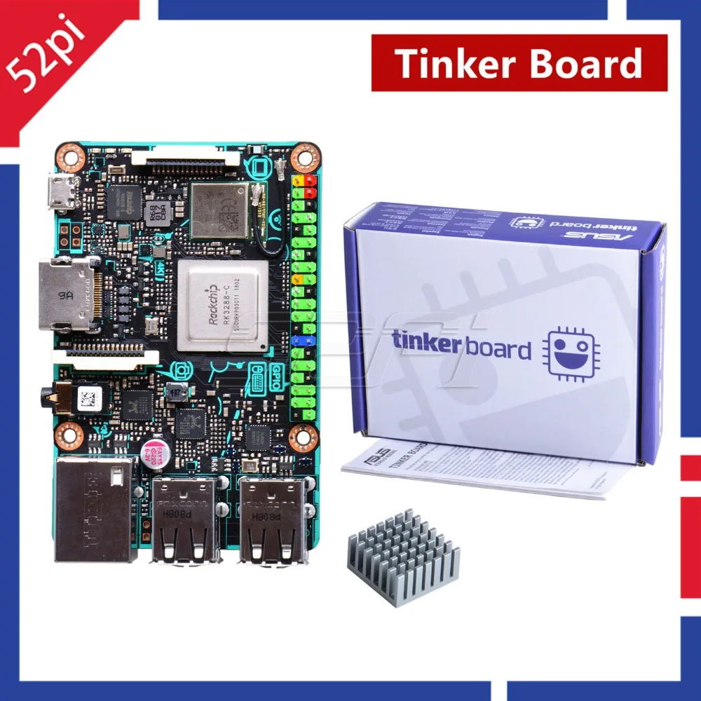 

52Pi Agent! Official ASUS SBC Tinker Board RK3288 SoC 1.8GHz Quad Core CPU, 600MHz Mali-T764 GPU, 2GB LPDDR3 Tinkerboard