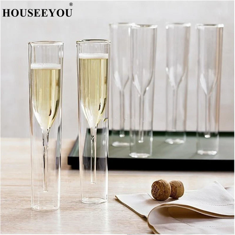 HOUSEEYOU 2 шт. европейские двухслойные бокалы для шампанского игристого вина