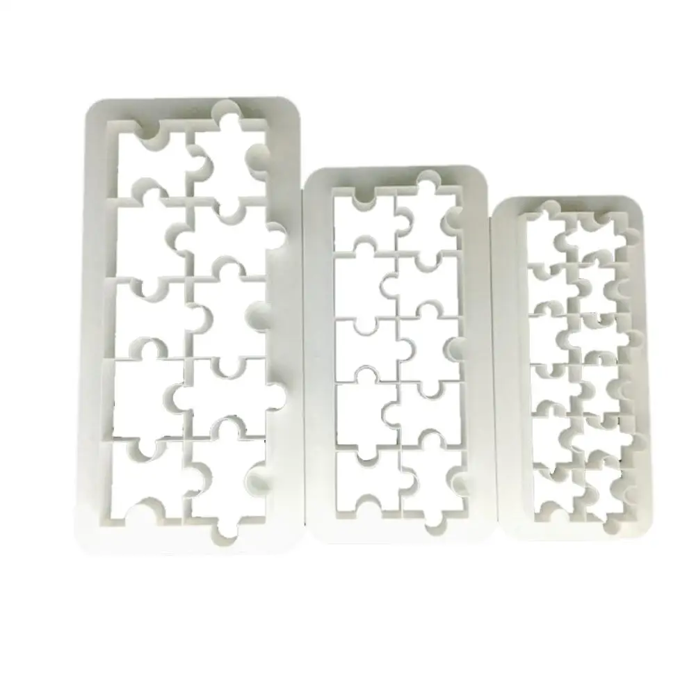 

2019 HOT SALE! 3Pcs Puzzle Shape DIY Cookie Cutter Cake Mold Fondant Biscuit Chocolate Decor HOT Cookie Cutter