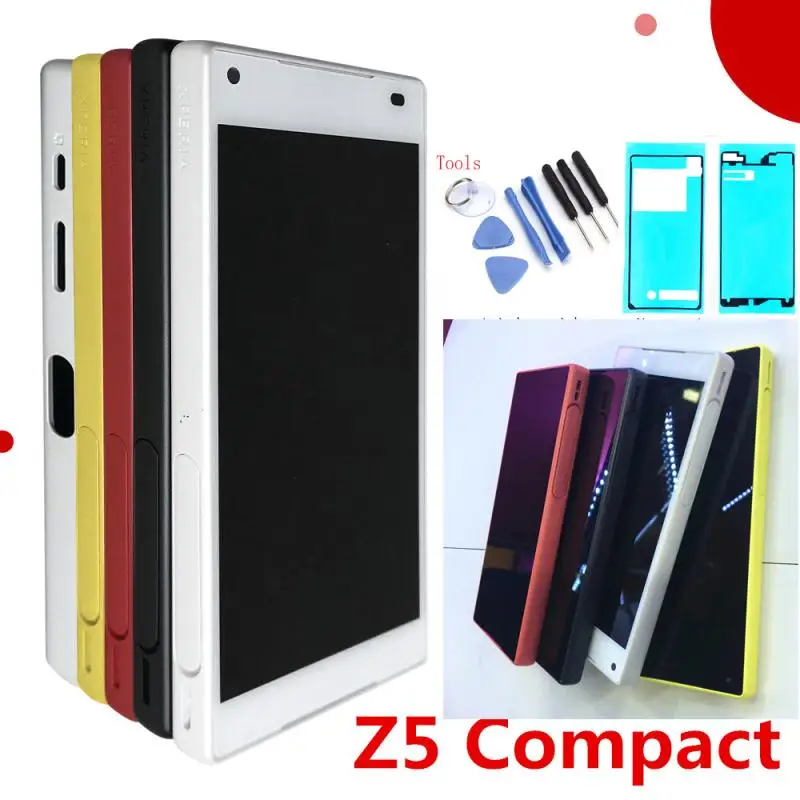 

4.6" Black/White For Sony Xperia Z5 Compact Z5mini E5803 E5823 LCD Display Digitizer Touch Screen Assembly Frame +Adhesive+Tools