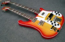 Double Neck Ricken electric bass guitar Cherry burst color /double neck electric guitar/12strings guitar