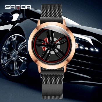 SANDA Men's Rotating Wheel Dial Fashion Quartz Watches
