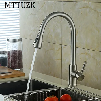 

Free Shipping New Pull out kitchen faucet Polished chrome Nickle Brushed