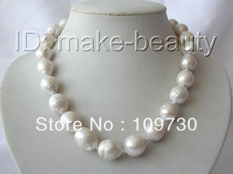 

Jewelry 00598 big baroque white reborn keshi freshwater pearl necklace