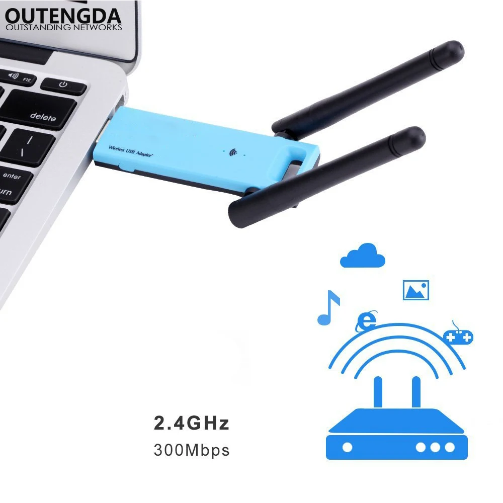 

300Mbps USB WiFi Adapter Repeater 802.11N Wifi Signal Amplifier External Antenna Wireless Network Card for Desktop Laptop