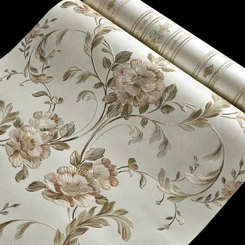 

Beibehang European-style flowers AB stripes Embossed carved wall paper Marriage room high-quality 3D wallpaper roll papier peint