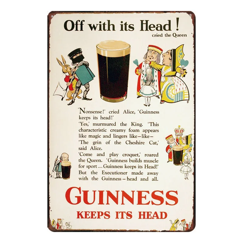 Винтажный жестяной настенный постер Guinness 30x20 см|Таблички и знаки| |