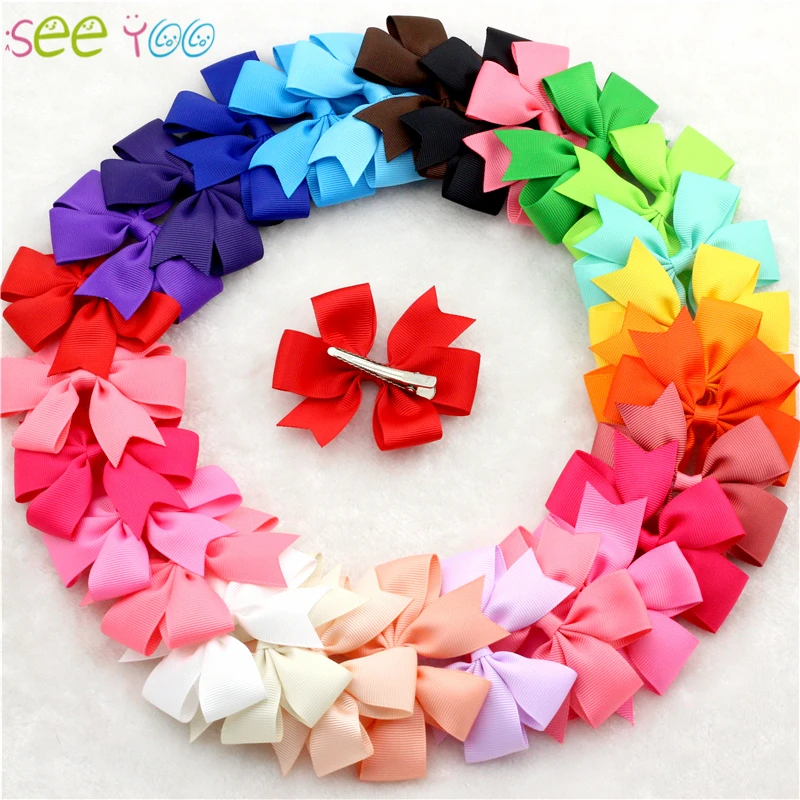 

30pcs/lot bebe bow clips little Girls hair grosgrain ribbon Bow for hair Boutique hairpins girl hair accessories free shipping