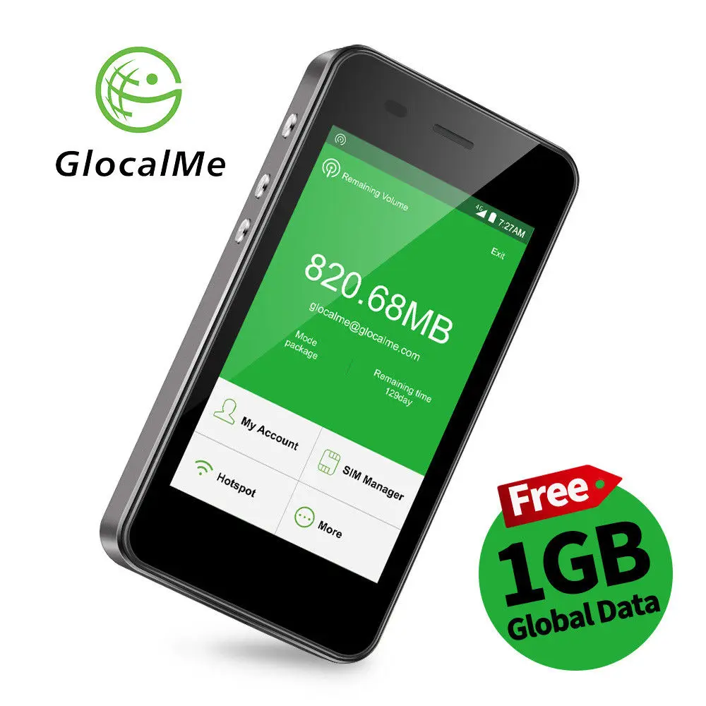 Беспроводной роутер GlocalMe 4G LTE, Wi-Fi, 1 ГБ, без sim-карты