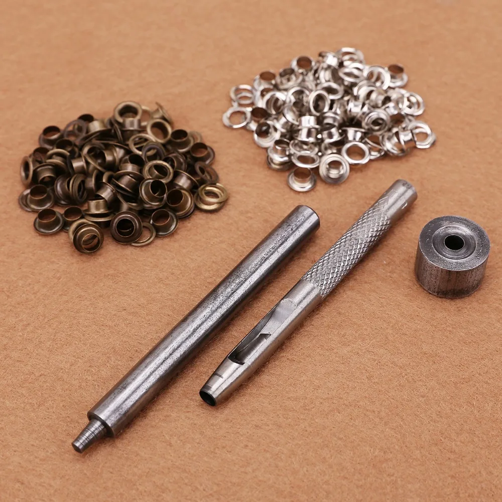 100 Set Silver Bronze 5mm Eyelet And Eyelet Punch Die Tool Set For