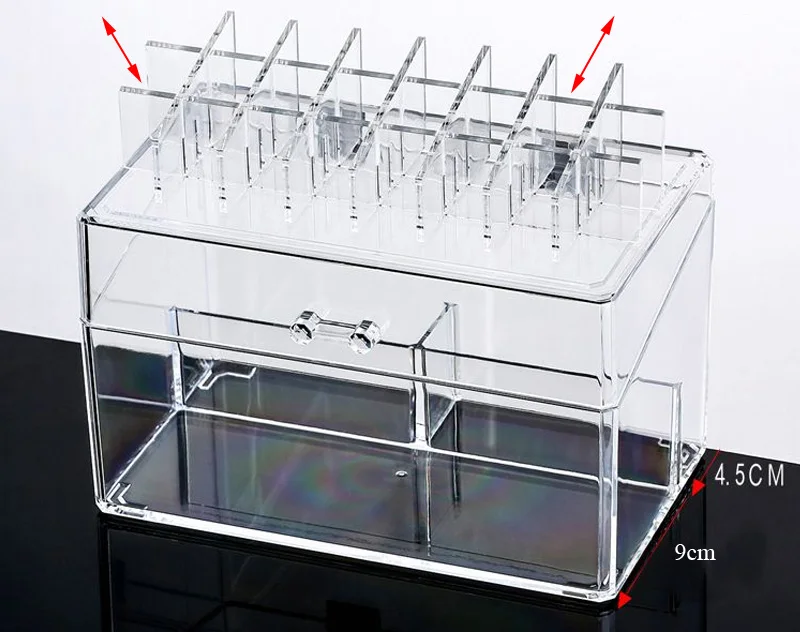 Прозрачный акриловый Органайзер для макияжа, коробка для хранения с крышкой, держатель для губной помады, коробка для косметики, ювелирных украшений, подставка, держатель для макияжа, без пыли