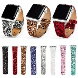 Nvpone Bling Рождество блестящие pu кожаный ремешок для Apple Watch Series 3 2 1 ремень для Apple ремешки 42 мм 38 мм