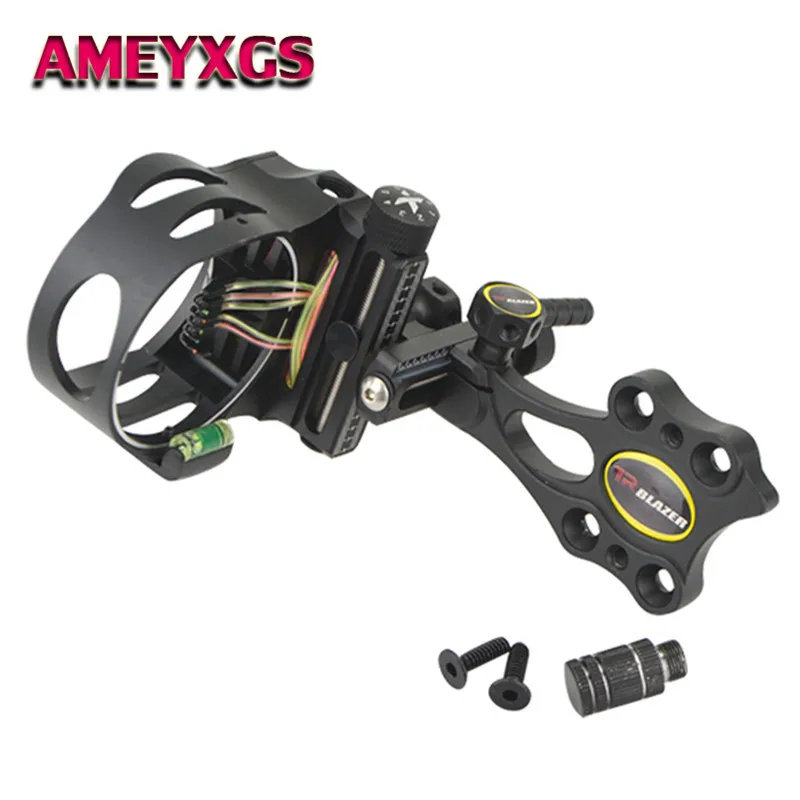 

1Pc Archery Bow Sight 5 Pin 0.019" Micro Compound Bow Adjustable 2" HD Fiber Guard For Bow Outdoor Shooting Hunting Accessories